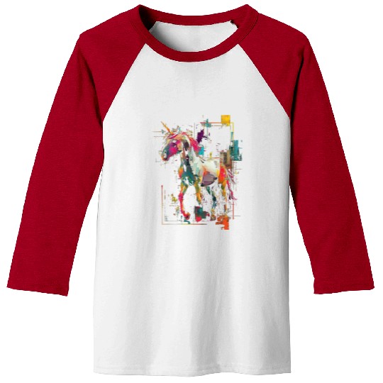 Unicorn Rainbow Animal Illustration Baseball Tees