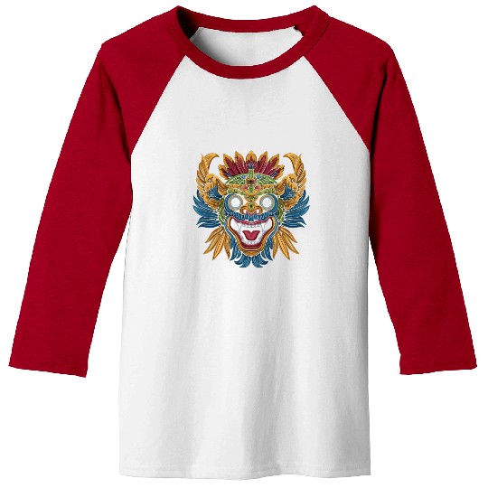 Aztec God Ancient Mythology Tlaloc Vibrant Mask Baseball Tees