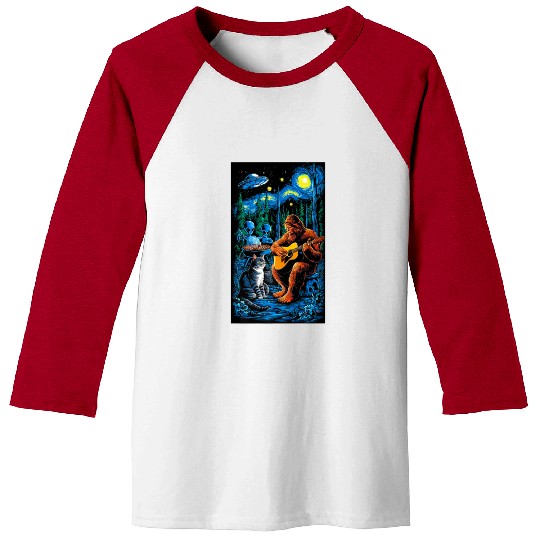 UFO Bigfoot Sasquatch Camping Playing Baseball Tees