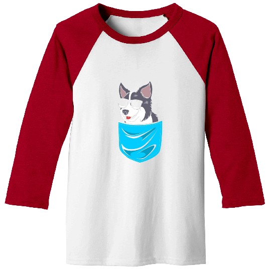 Funny Dog Border Collie Wearing Sunglasses Baseball Tees