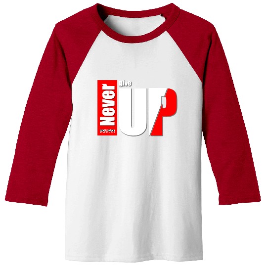 never give up Baseball Tees
