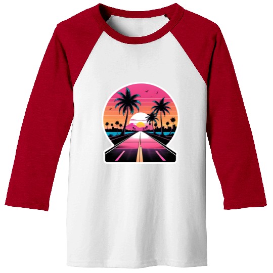 Miami Driving on a lonely Road Baseball Tees