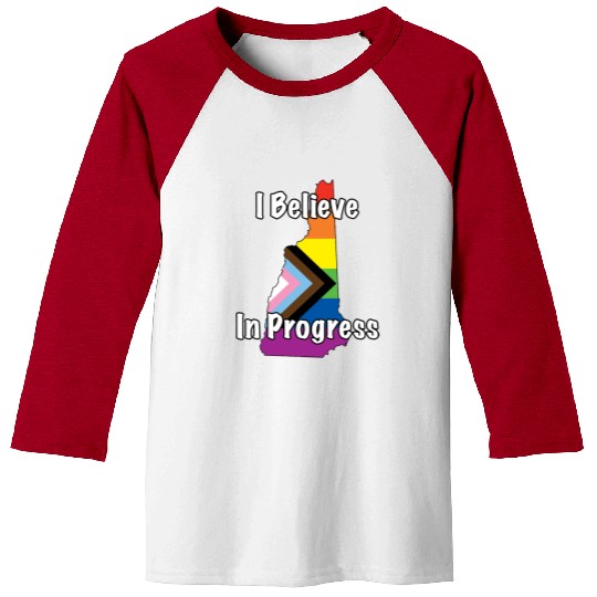 New Hampshire Pride Believe in Progress Flag Baseball Tees