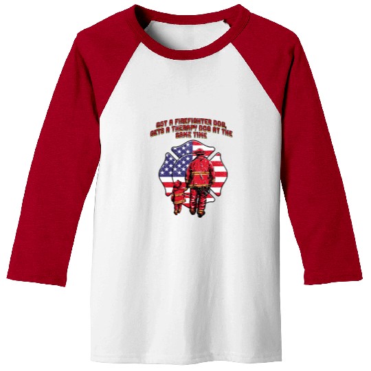 Gets a Firefighter Dog Therapy Dog Fire Department Baseball Tees
