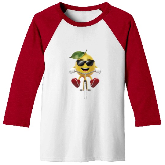 Lemon Cycling On Bike Realistic Baseball Tees