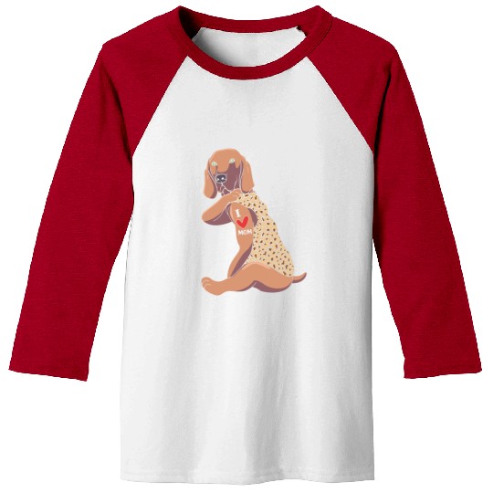 Weimaraner Mom Tattoo Dog I Love Mom Dog Baseball Tees