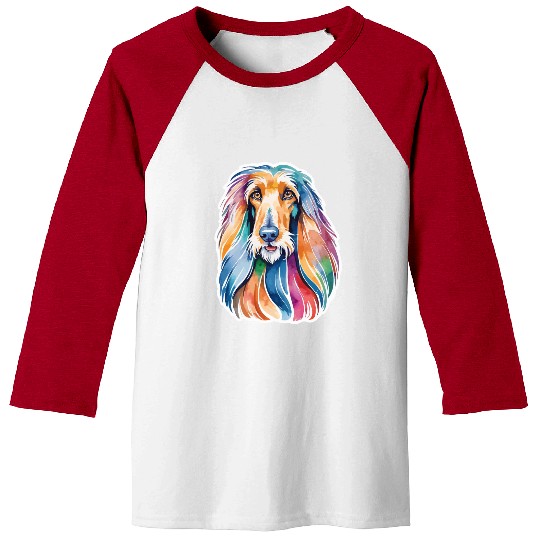 Afghan Hound Dog Watercolor Baseball Tees