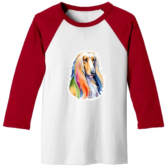 Afghan Hound Dog Watercolor Baseball Tees