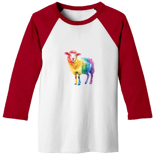 Shepherd Sheep Farm Animal Rainbow Sheep Colorful Baseball Tees