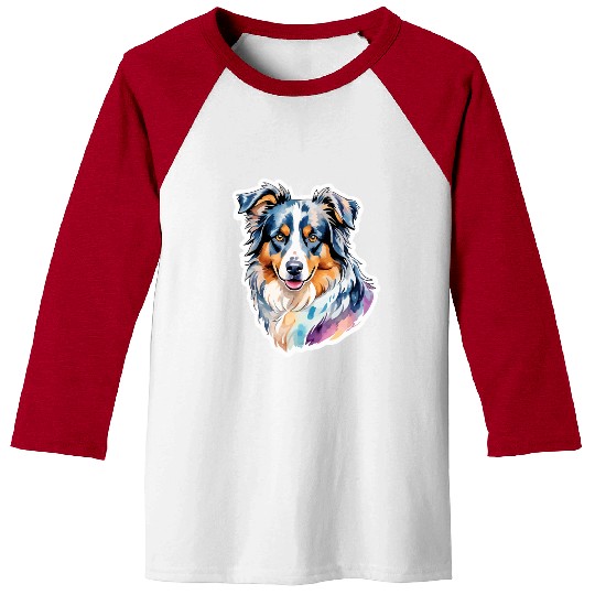 Australian Shepherd Watercolor Baseball Tees
