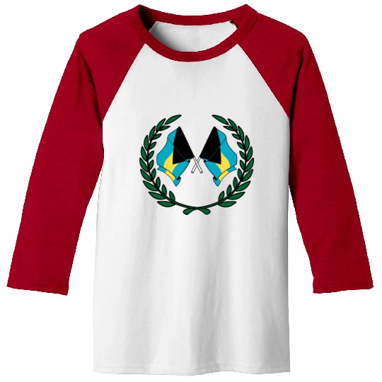 Flags Bahamas in laurel wreath Baseball Tees