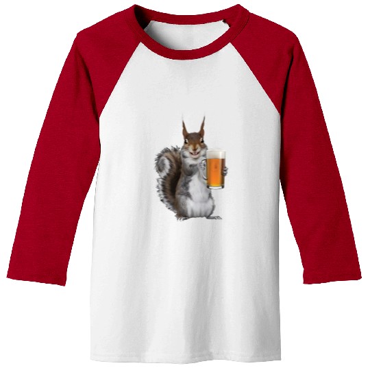 Squirrel Drinking Beer Realistic Baseball Tees