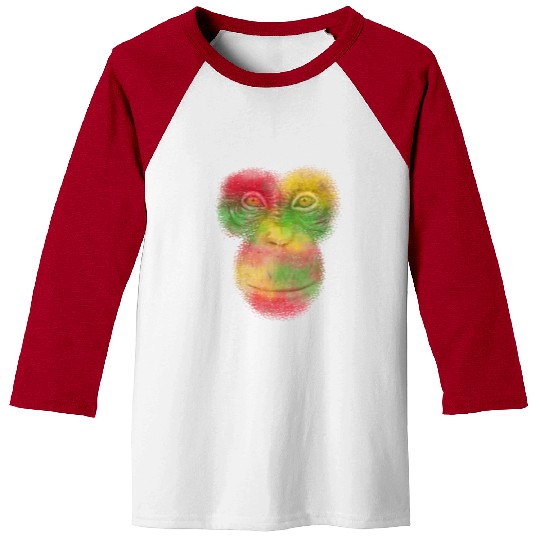 Colorful Retro Monkey Face Baseball Tees - Funny Monkey