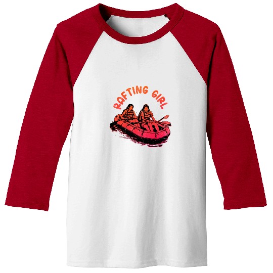 Rafting Girl Paddling Wild River White Water Baseball Tees