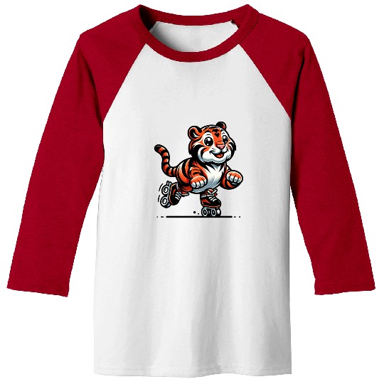 Cute Inline Skater Tiger Baseball Tees