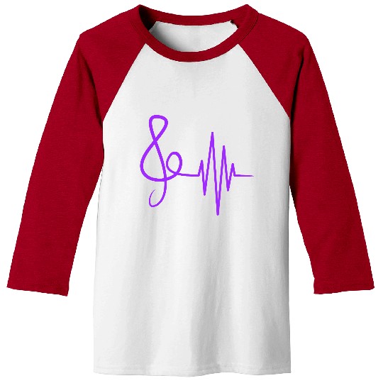 Music Clef Note Violin Treble Sound Pulse ECG Baseball Tees