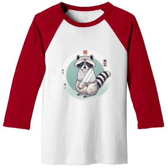 Raccoon with bandage Baseball Tees for men and women