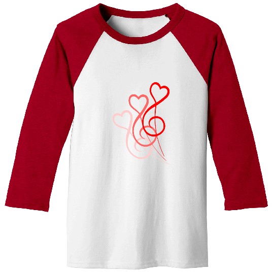 Three Music Clef Bass Heart Love 3 Note Sound Logo Baseball Tees