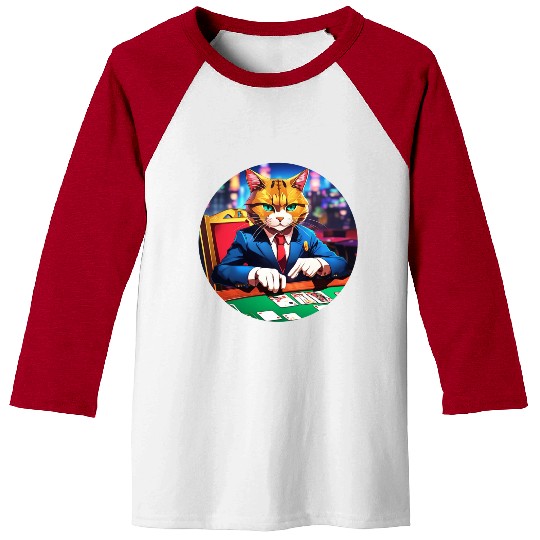 The Gambler Cat's Blackjack Night Baseball Tees