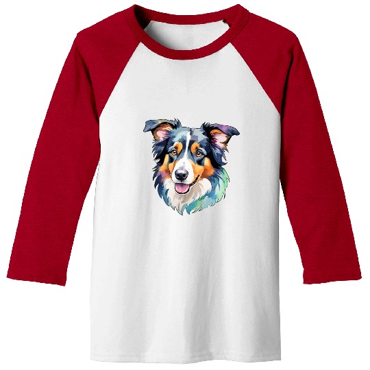 Border Collie Watercolor Baseball Tees