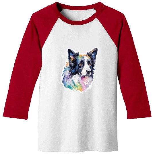 Border Collie Watercolor Baseball Tees