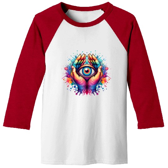 Psychedelic colorful eye Baseball Tees