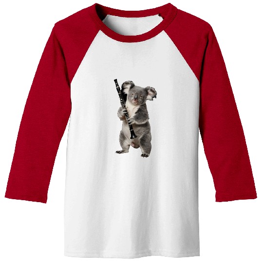 Koala Playing Clarinet Realistic Baseball Tees