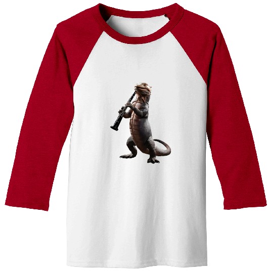 Komodo Playing Clarinet Realistic Baseball Tees