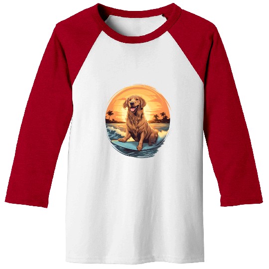 Golden Retriever Dog Surfing Happy Baseball Tees