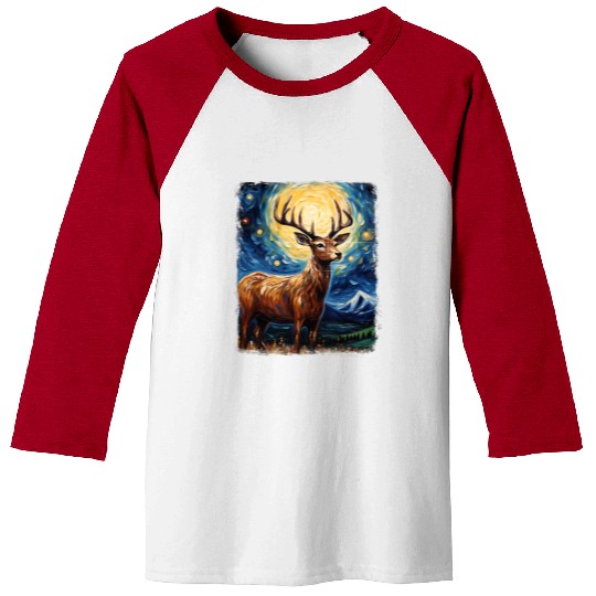 Deer Hunter Deer Hunting Starry Night Painting Baseball Tees