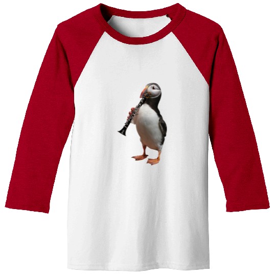 Atlantic Puffin Playing Clarinet Realistic Baseball Tees