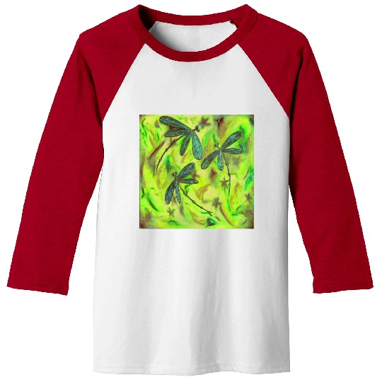 Dragonfly Flit Gorgeous Green Baseball Tees