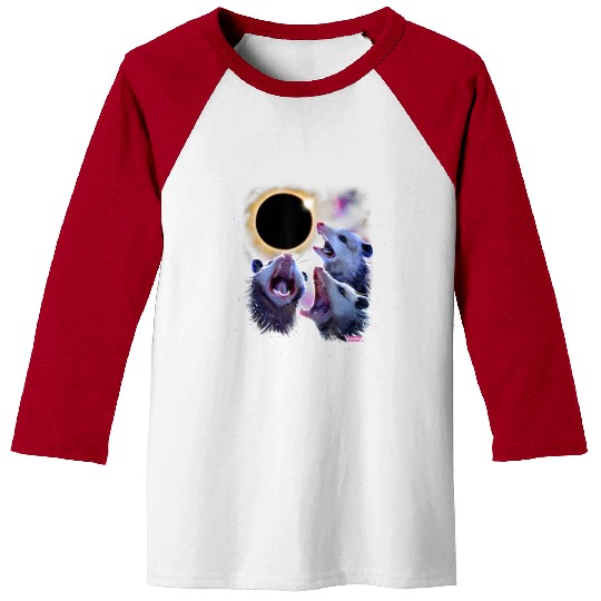 Opossums Howling Eclipse Possum Baseball Tees