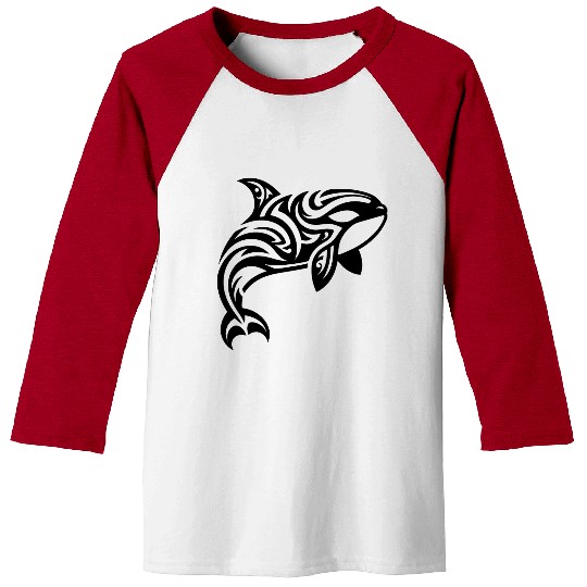 Orca T Tattoo Style Jumps Out Of The Water Baseball Tees