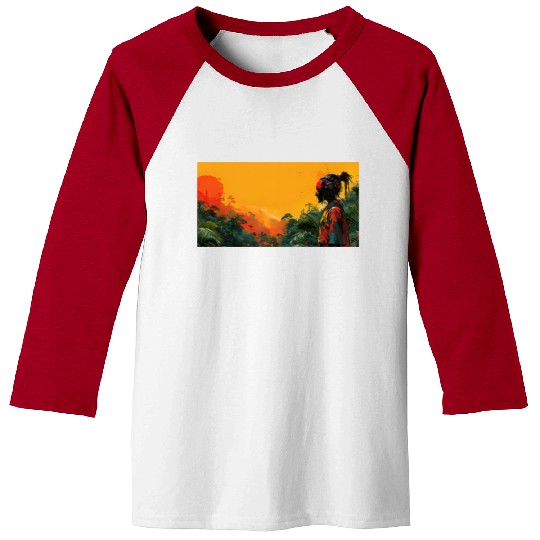 Digital Warrior: Tropical Twilight Baseball Tees