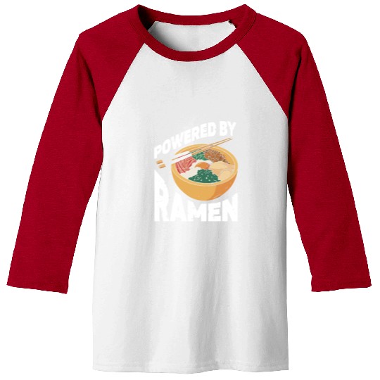 Powered By Ramen Anime Japanese Soup Cup Noodle Baseball Tees