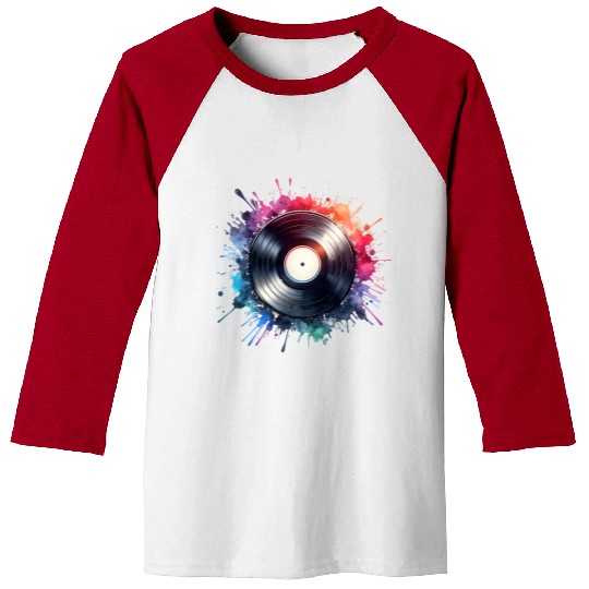 Colorful retro vinyl record Baseball Tees