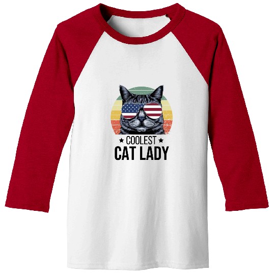 Coolest Cat Lady Baseball Tees