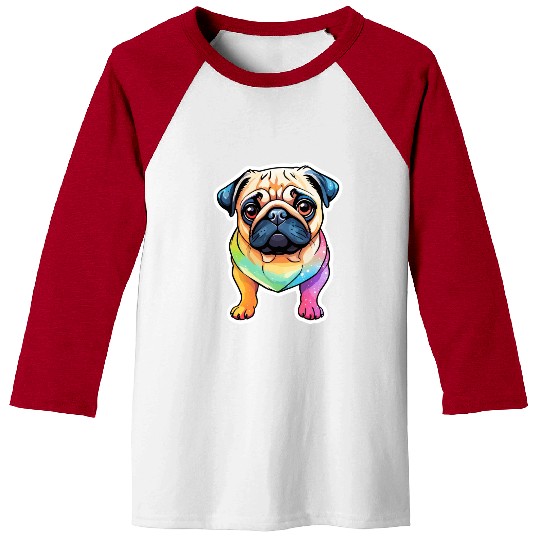 Pug Watercolor Baseball Tees