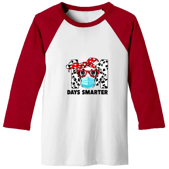 101 Days Smarter Dalmatian Dog Face Mask 100th Baseball Tees