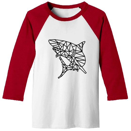 Jaws of Style: Geometric Shark Fashion Baseball Tees