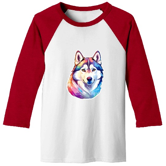 Siberian Husky Watercolor Baseball Tees