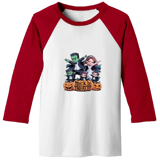 halloween Franken n Werewolf family Baseball Tees