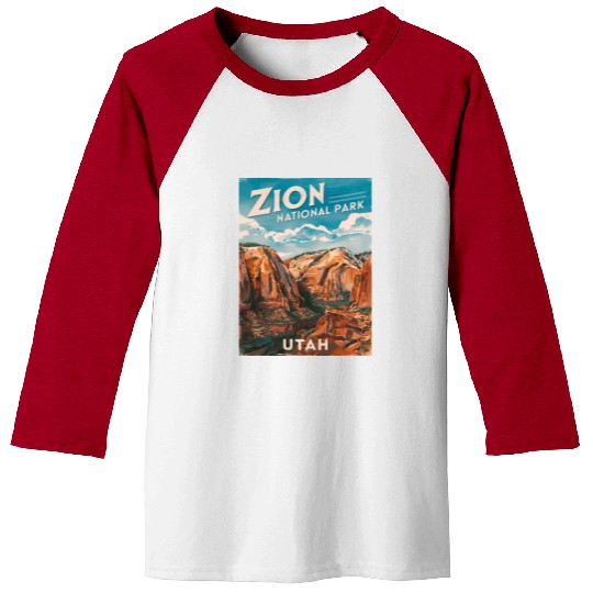 Vintage Travel Zion National Park Utah Landscape Baseball Tees