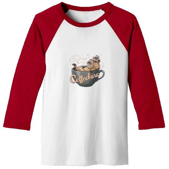 Coffeebara Capybara Coffedrinker Baseball Tees