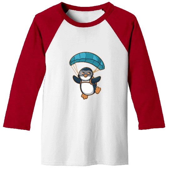 Skydiving Penguin Adventure Baseball Tees
