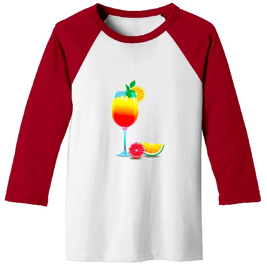 Colorful Cocktail with Fruit Garnish Baseball Tees