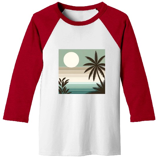 Tropical Sunset Oasis Baseball Tees