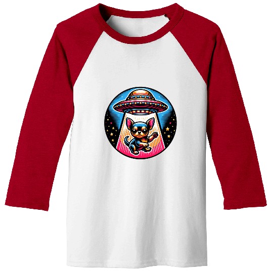 UFO Chihuahua Abduction Baseball Tees