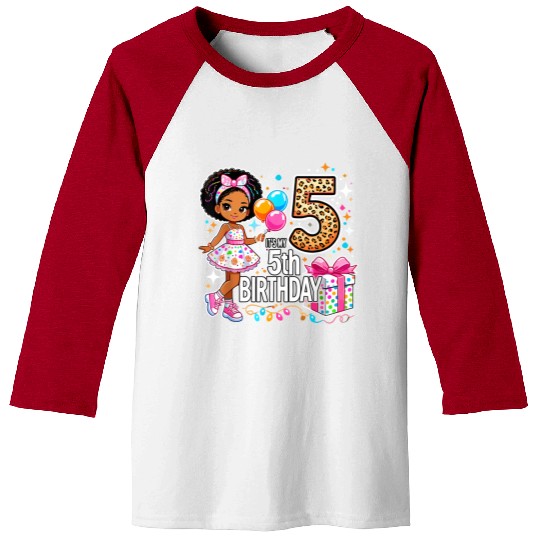 Its My 5th Birthday African American Black Girl 5 Baseball Tees
